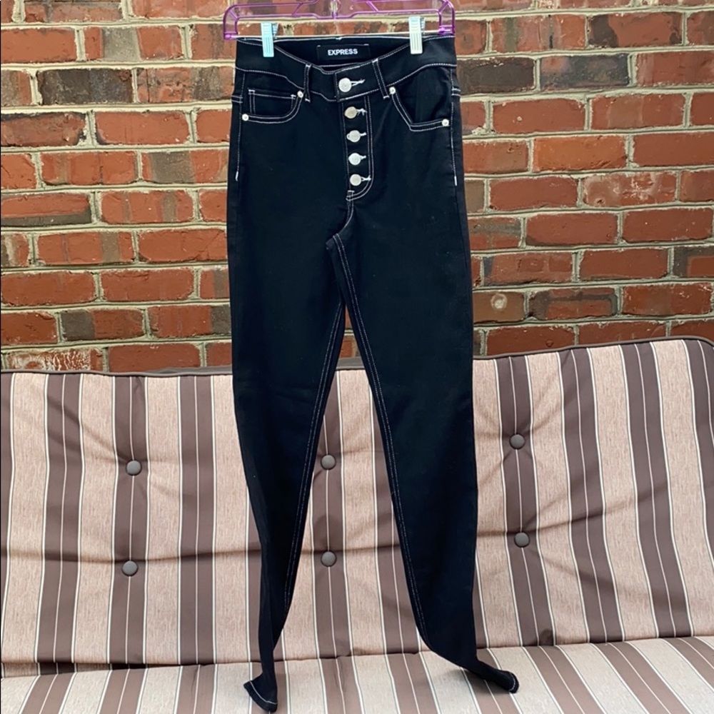 Black button jeans